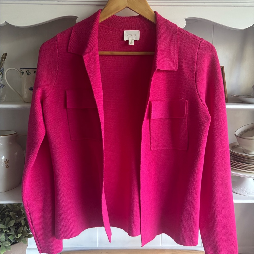 Cyrus Pink Blazer Textured Open-Front